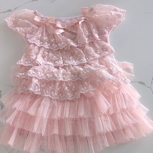Pink Lace Ruffle Dress